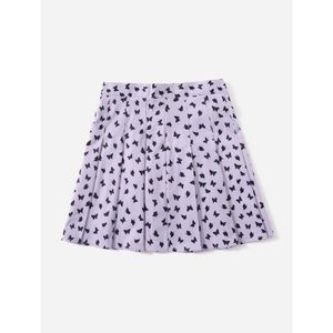 Allover Butterfly Print Pleated Skirt